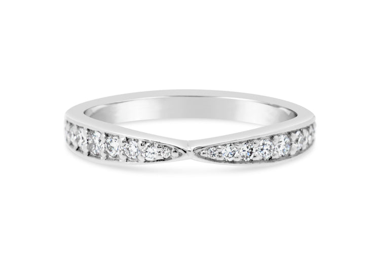 18kt Pavé Set Round Brilliant Cut Diamond, Tapered Ring image 0