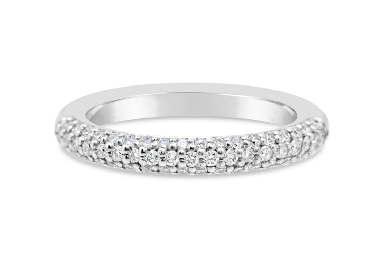18kt Three Row Pavé Set Round Brilliant Cut Diamond Ring image 0