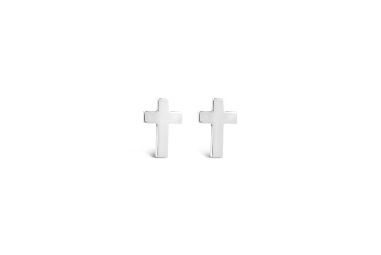 9kt White Gold Cross Stud Earrings image 0