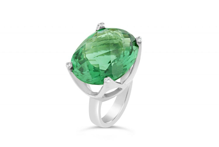 Fili Colour - Green Amethyst and Diamond Ring