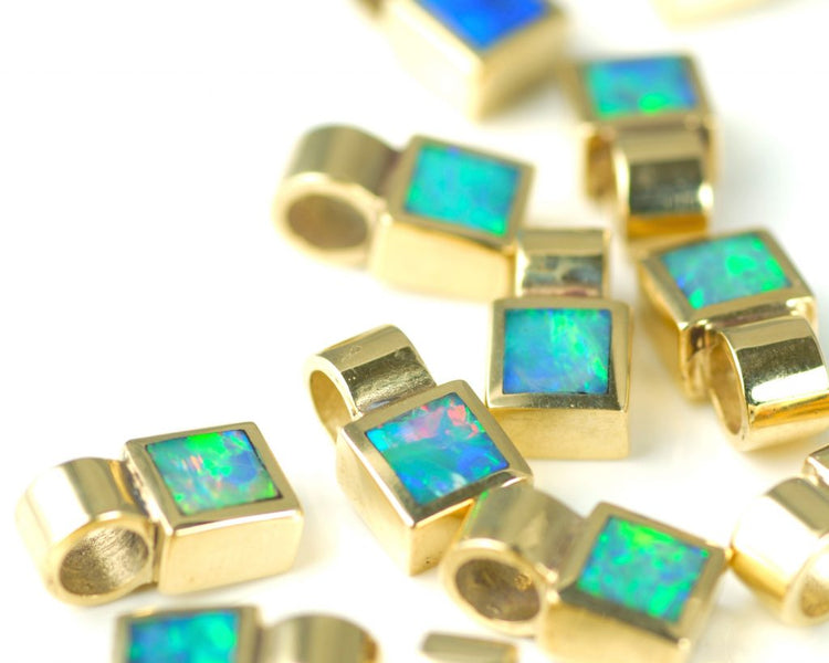 9kt Solid Crystal Opal Square Pendant