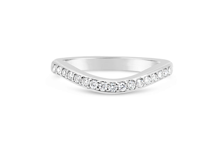 18kt Pavé Set Round Brilliant Cut Diamond Curve Ring