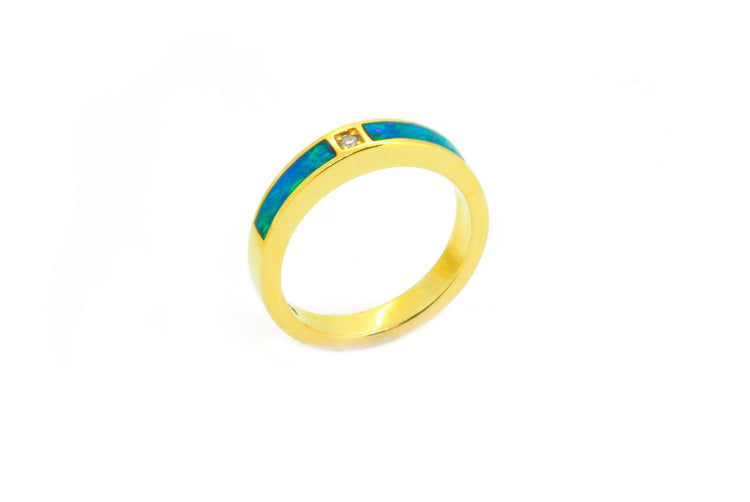 18kt Solid Crystal Opal & Diamond Ring