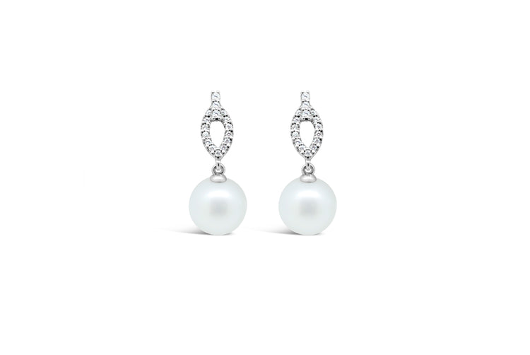 18kt White Gold South Sea Pearl & Diamond Earrings image 0
