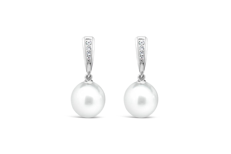18kt White Gold South Sea Pearl & Diamond Earrings image 0